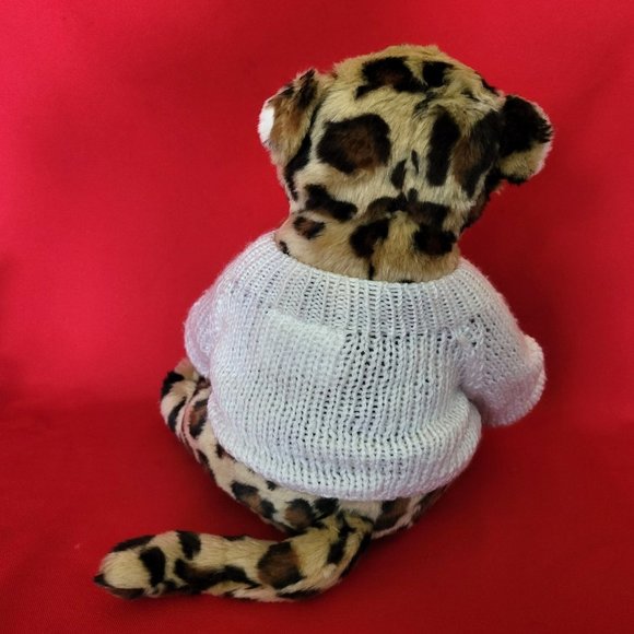 Build A Bear Workshop Collectibear Leopard White Knit Sweater - Picture 7 of 13